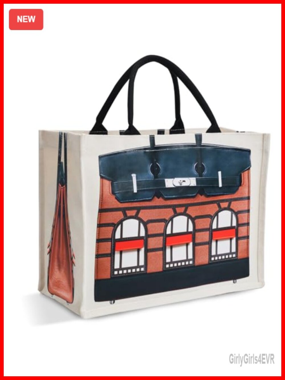 Women's Canvas Tote Bag Luxury Print 16 oz Structured Work Bag